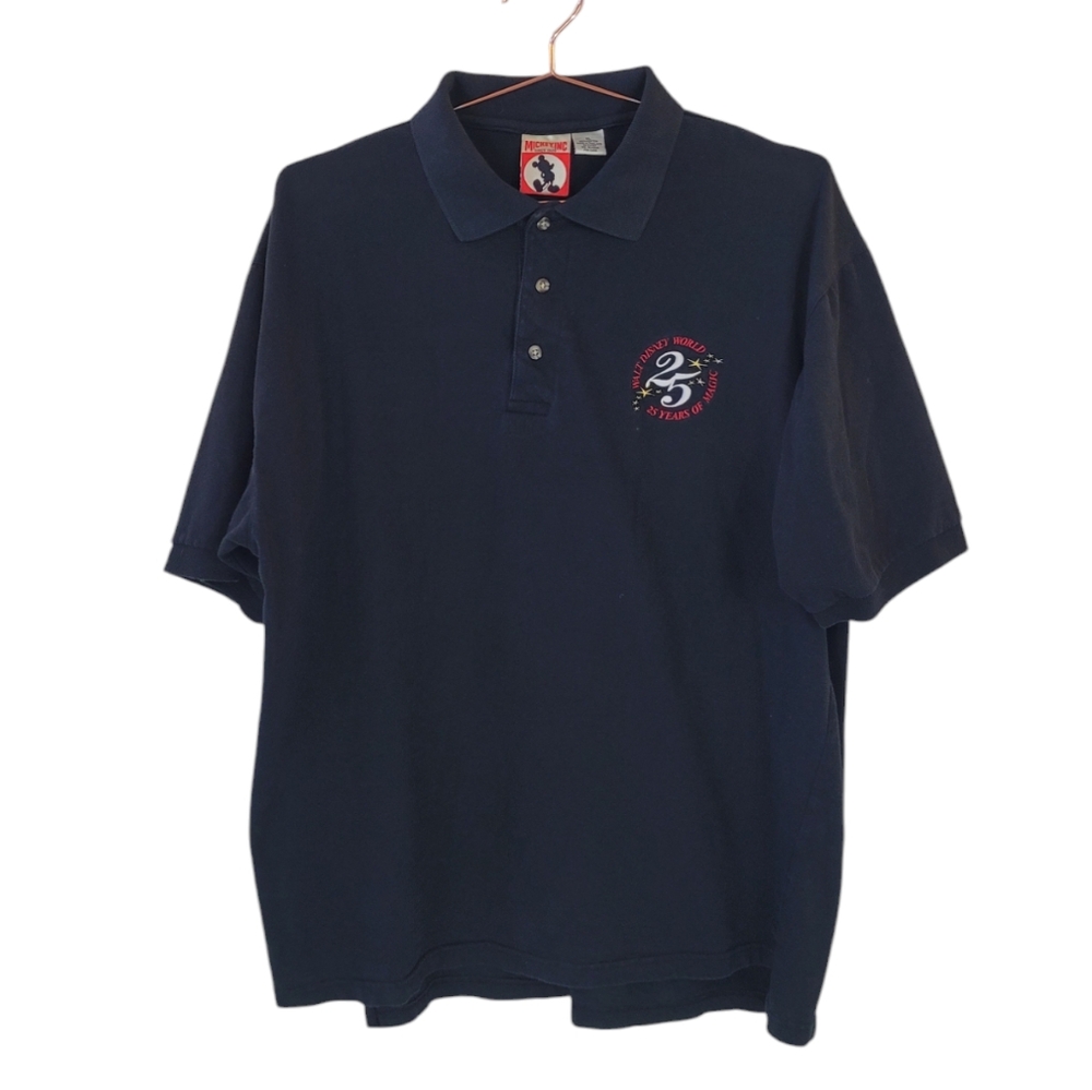 Mickey Inc. Black Embroidered Walt Disney World 25 Years Polo Shirt Size XL